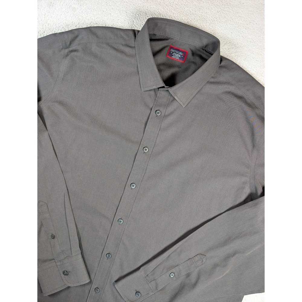 UNTUCKit Mens Black Stone WF Shirt XXXL Tall Gray Wrinkle Free Cotton 31360